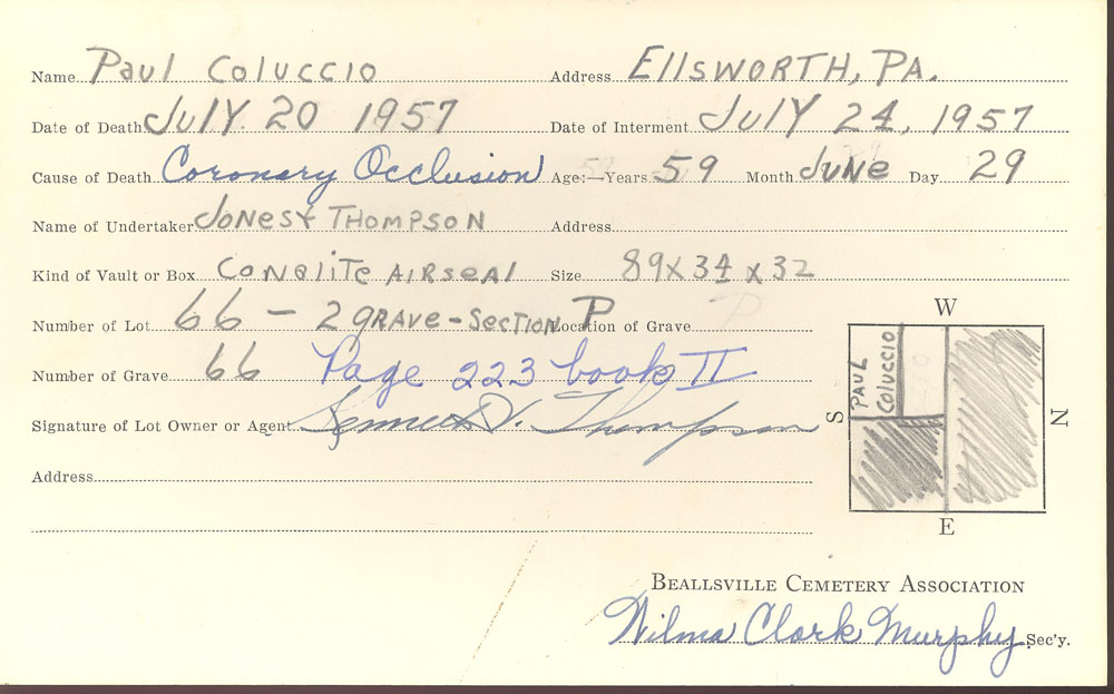 burial card
